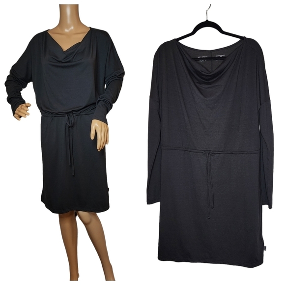 Mountain Hardwear Black DrySpun Long Sleeve Drawstring Active Dress Size Large - Picture 1 of 14